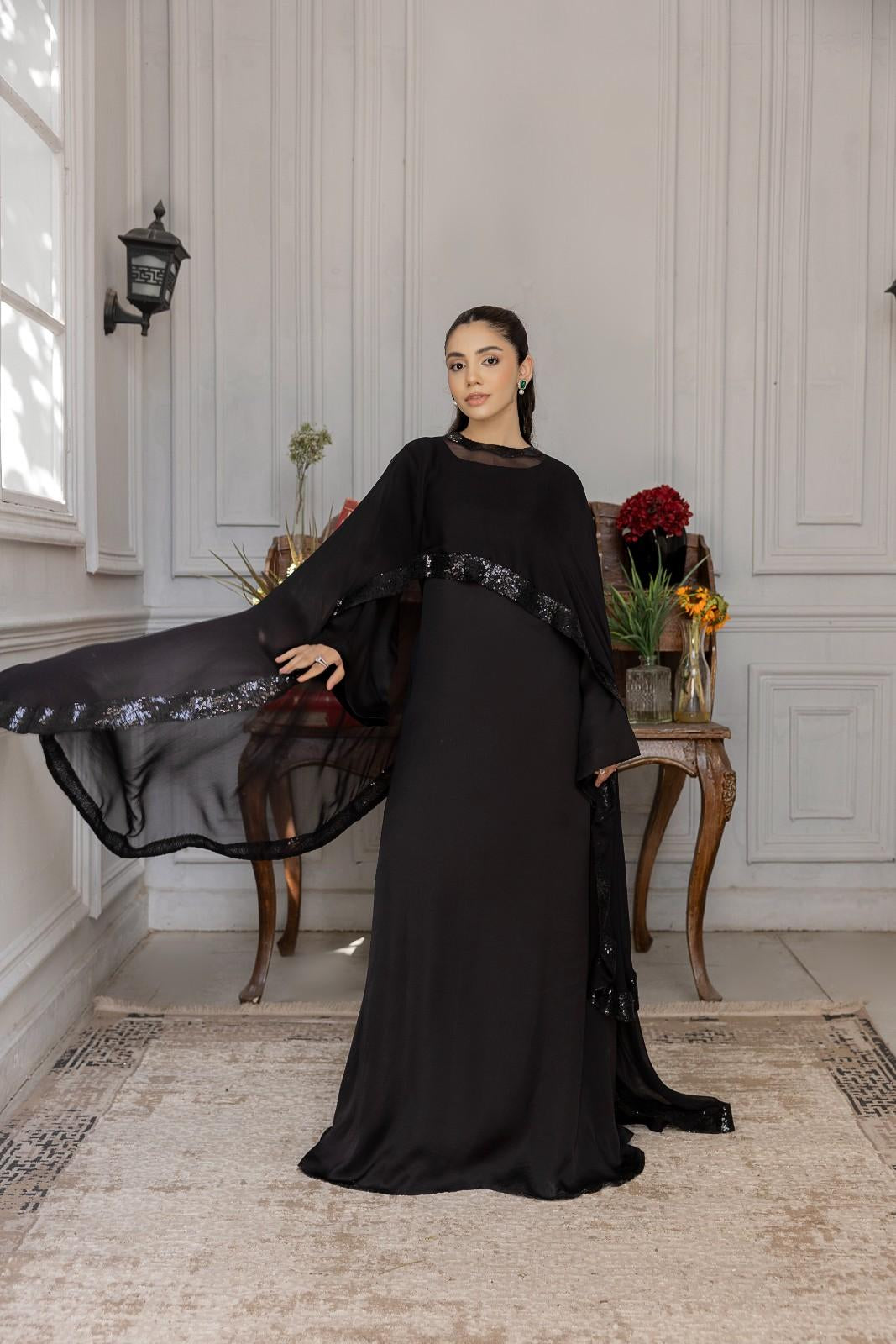 Black Dahlia Sequin Abaya