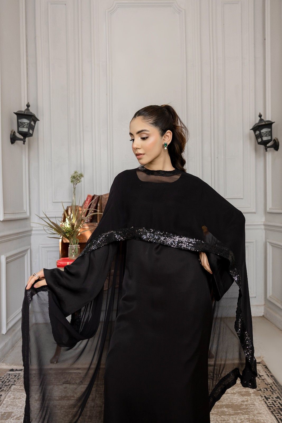 Black Dahlia Sequin Abaya