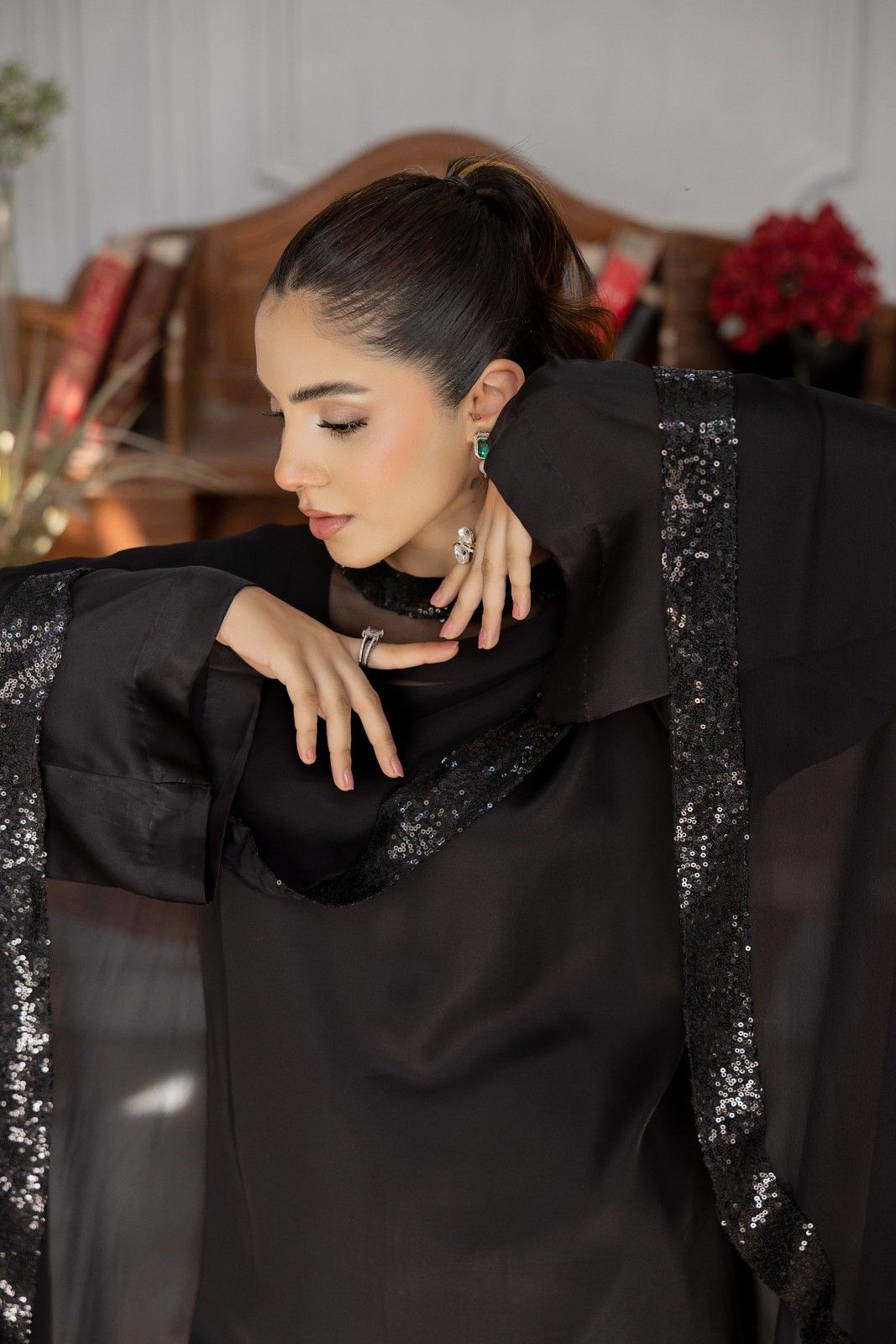 Black Dahlia Sequin Abaya