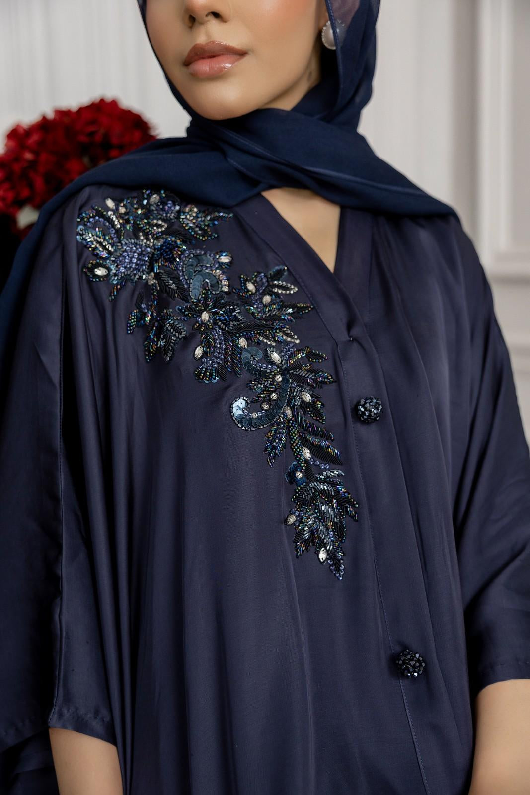 Navy Embellished Abaya