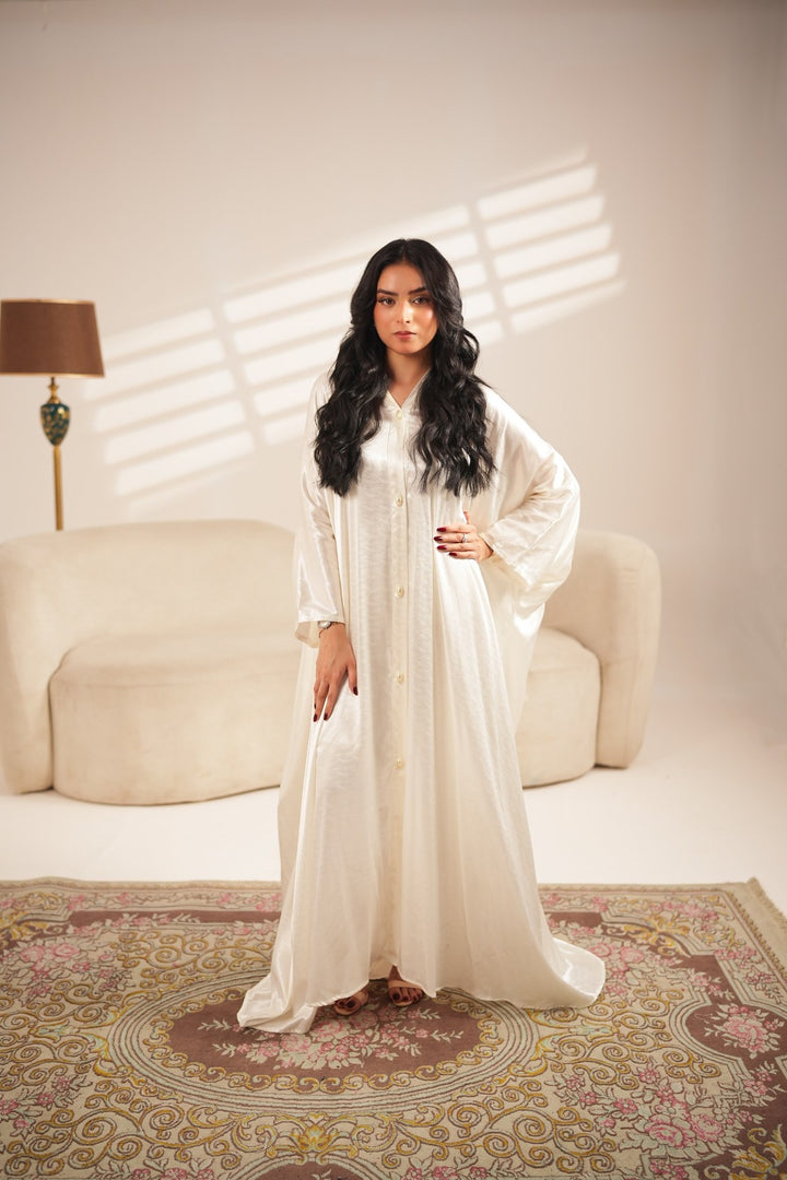 White Embossed Abaya